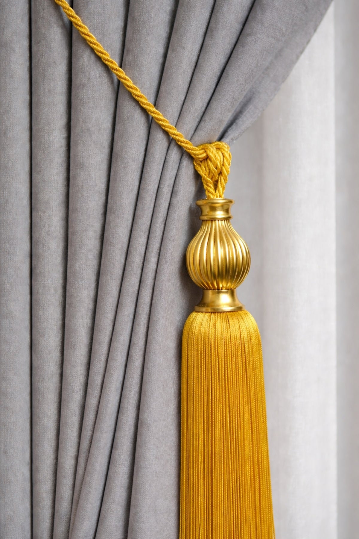 Gold Kukalı Tavan Braçol Perde Toplama Aksesuarı Hardal - Görsel 1