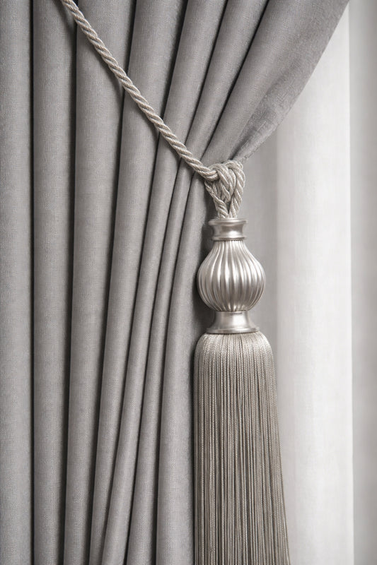 Gri Kukalı Tavan Braçol Perde Toplama Aksesuarı Açık Gri - Görsel 1