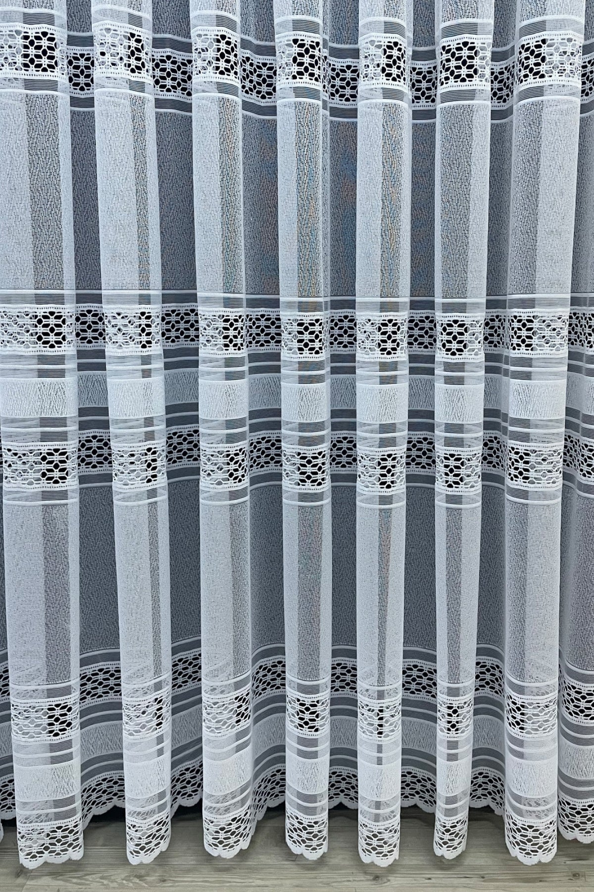 Viyana Örme Desenli Tül Perde - Beyaz - Görsel 2