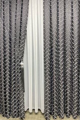 Harmony Serisi Püsküllü Fon Perde - Antrasit&Gri