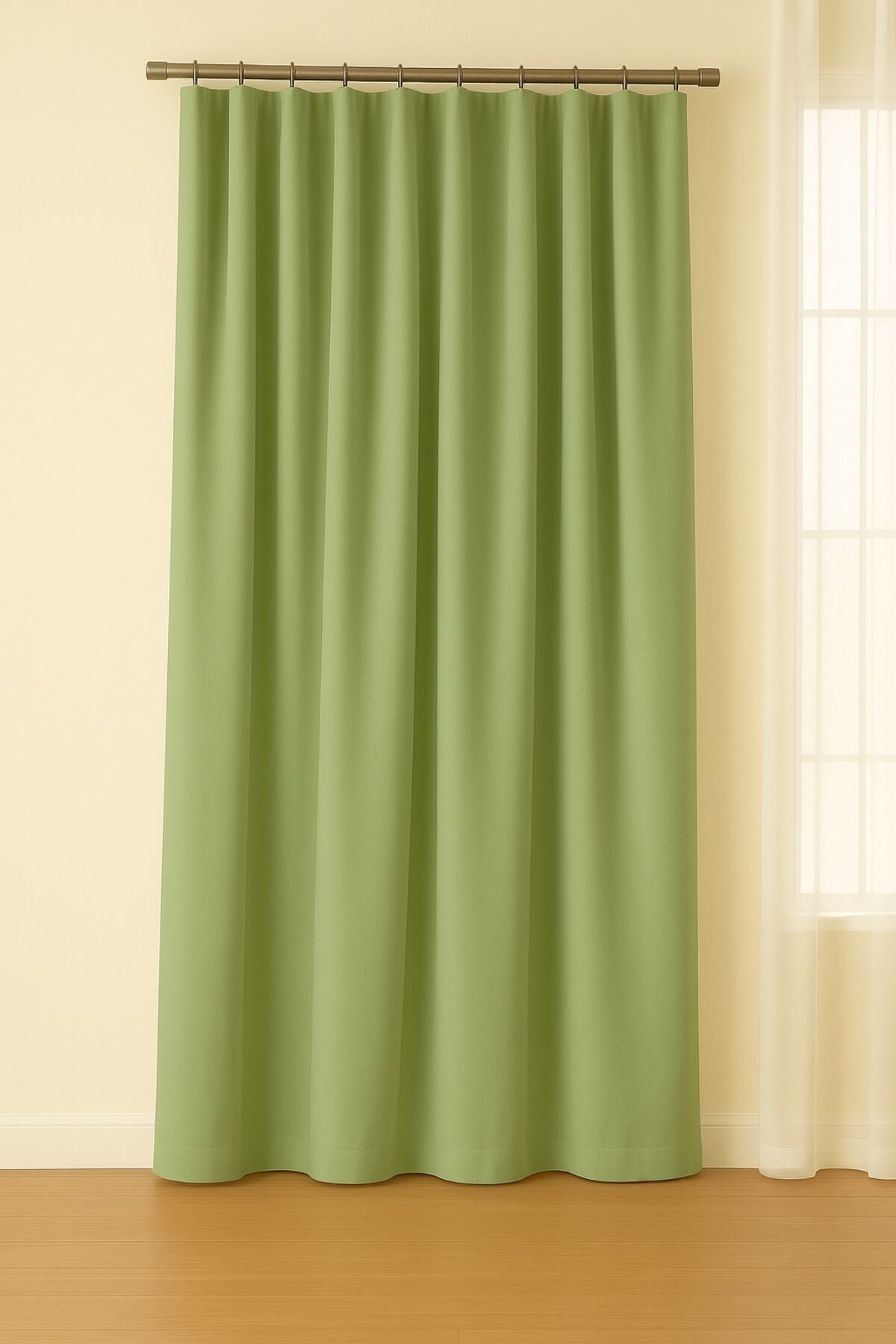 Luna Serisi Kadife Dokulu Fon Perde Çağla