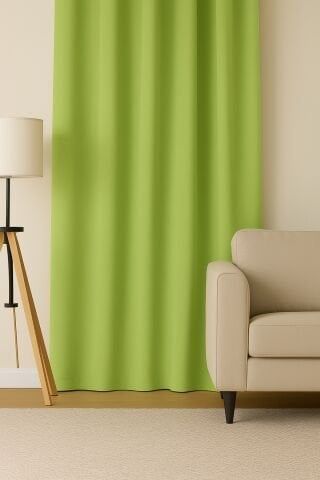 Luna Serisi Kadife Dokulu Fon Perde Çağla