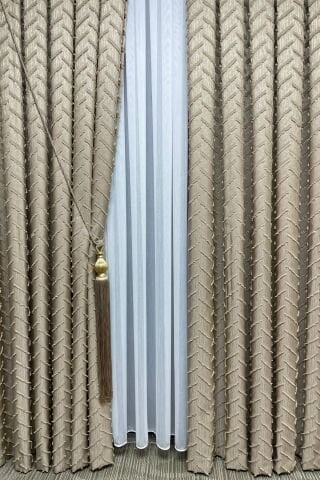 Harmony Serisi Püsküllü Fon Perde - Bej