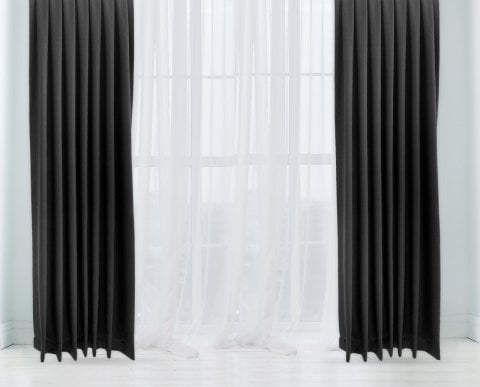 Alaska Keten Fon Perde Siyah