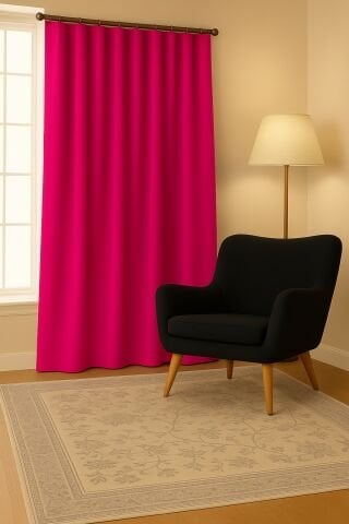 Luna Serisi Kadife Dokulu Fon Perde Fuşya