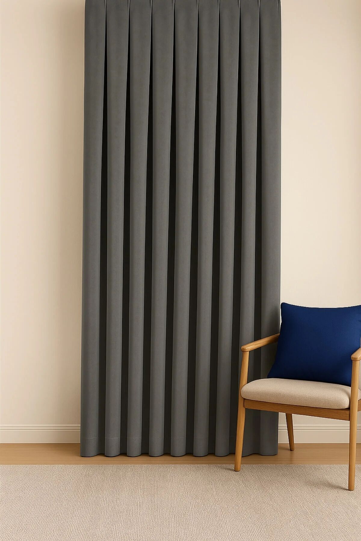 Barcelona Kadife Dokulu Fon Perde Gri