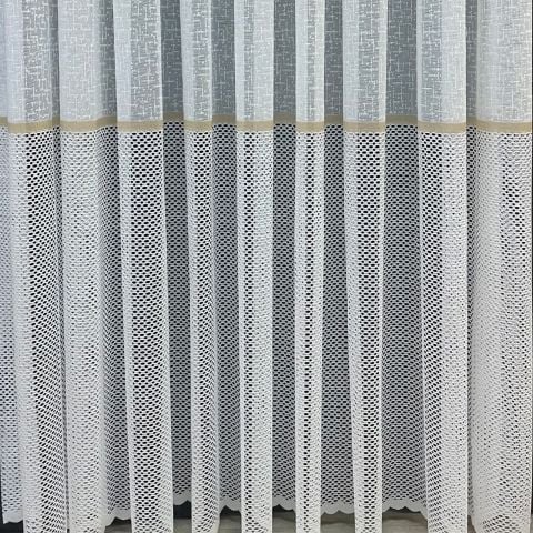 Bodrum Şeritli Tül Perde Gold