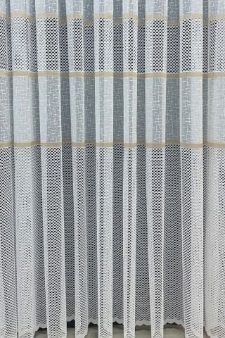 Bodrum Şeritli Tül Perde Gold