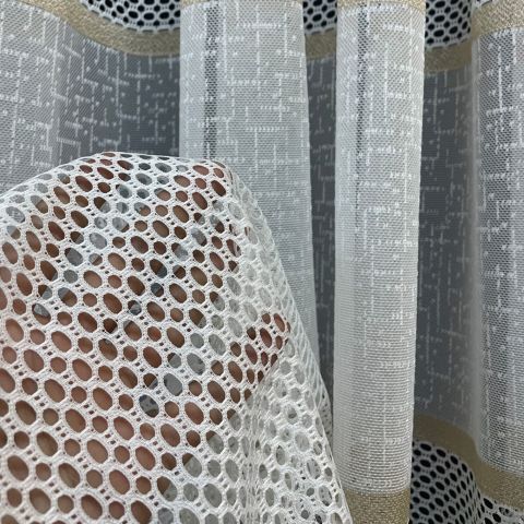 Bodrum Şeritli Tül Perde Gold