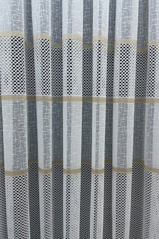 Bodrum Şeritli Tül Perde Gold