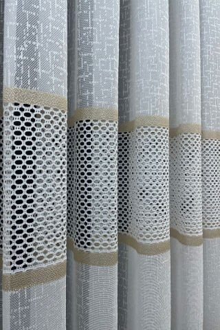 Bodrum Şeritli Tül Perde Gold