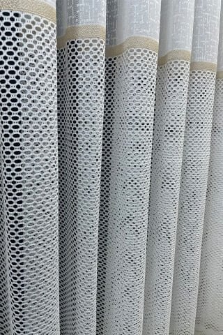 Bodrum Şeritli Tül Perde Gold