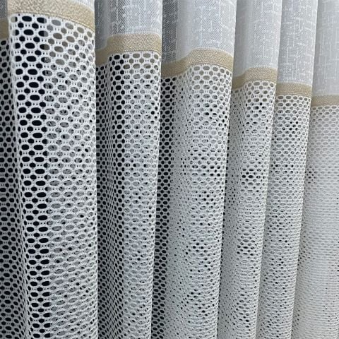 Bodrum Şeritli Tül Perde Gold
