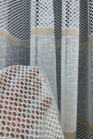 Bodrum Şeritli Tül Perde Gold