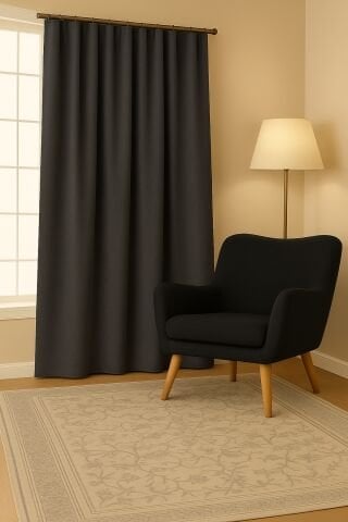 Luna Serisi Kadife Dokulu Fon Perde Gri