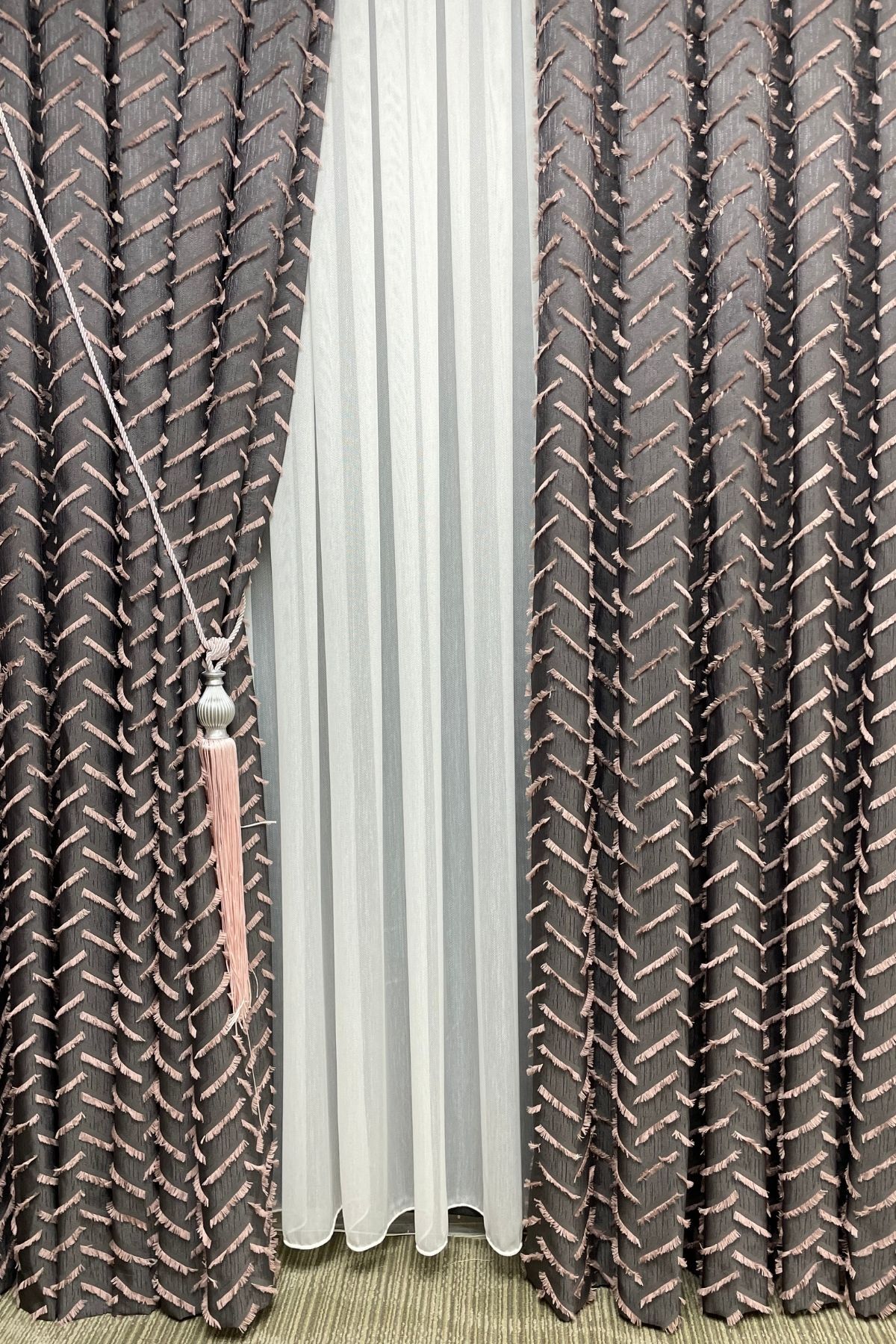 Harmony Serisi Püsküllü Fon Perde - Pudra