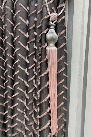 Harmony Serisi Püsküllü Fon Perde - Pudra