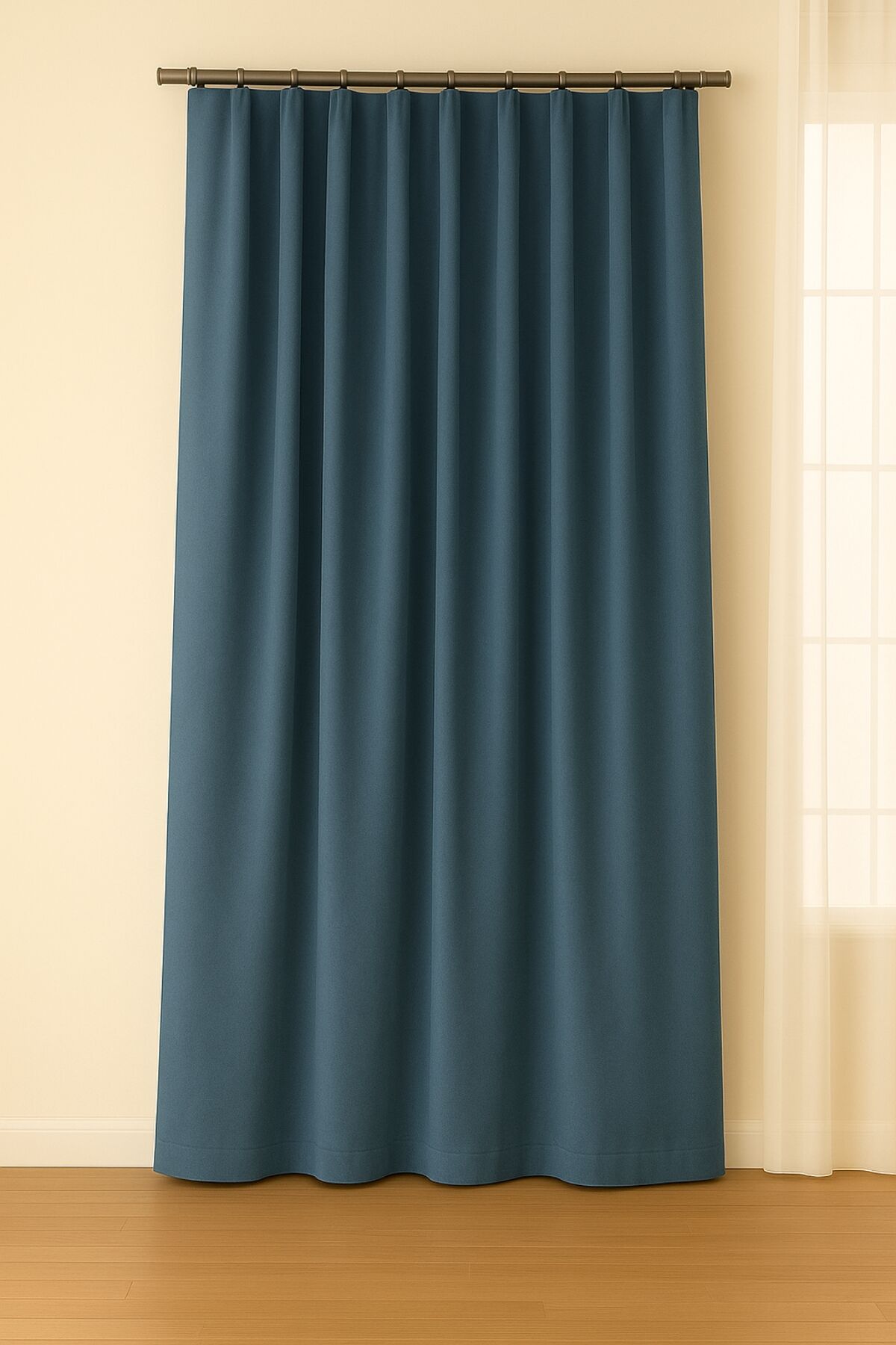 Luna Serisi Kadife Dokulu Fon Perde İndigo