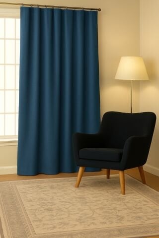 Luna Serisi Kadife Dokulu Fon Perde İndigo