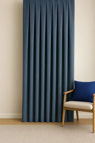 Barcelona Kadife Dokulu Fon Perde İndigo