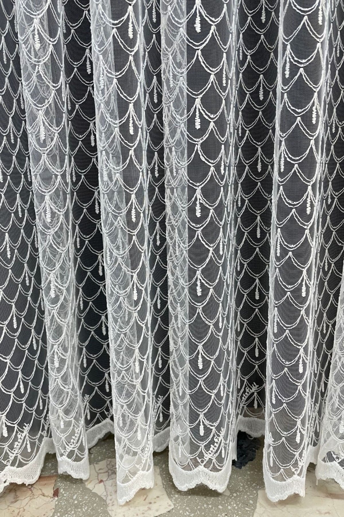 Damla Desenli Tül Perde