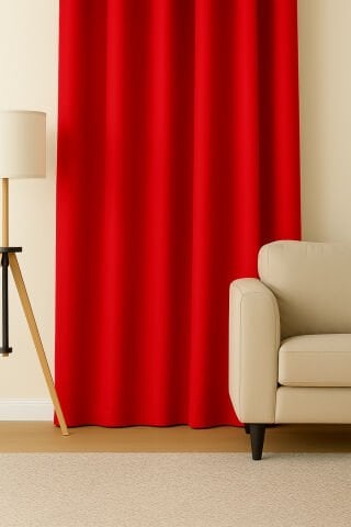 Luna Serisi Kadife Dokulu Fon Perde Kırmızı