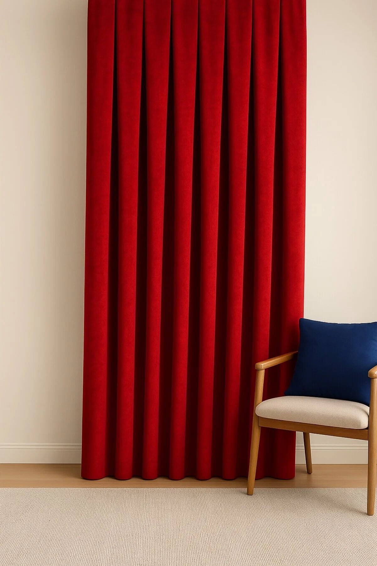 Barcelona Kadife Dokulu Fon Perde Kırmızı