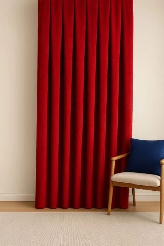 Barcelona Kadife Dokulu Fon Perde Kırmızı