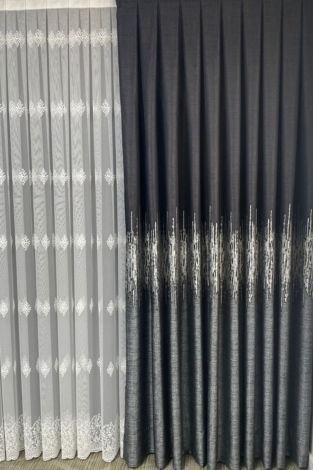 Palermo Pano Fon Perde - Koyu Gri