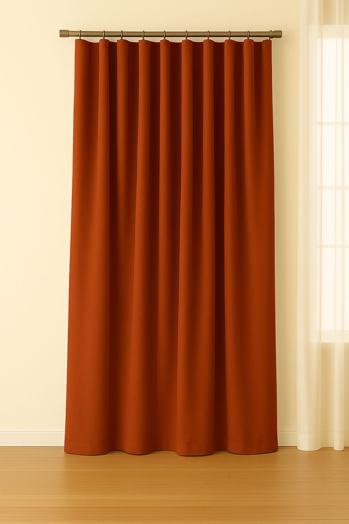 Luna Serisi Kadife Dokulu Fon Perde Kiremit