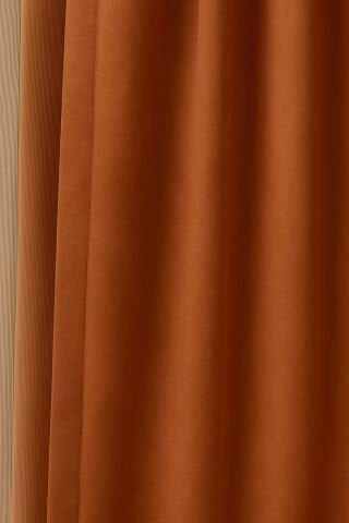 Luna Serisi Kadife Dokulu Fon Perde Kiremit