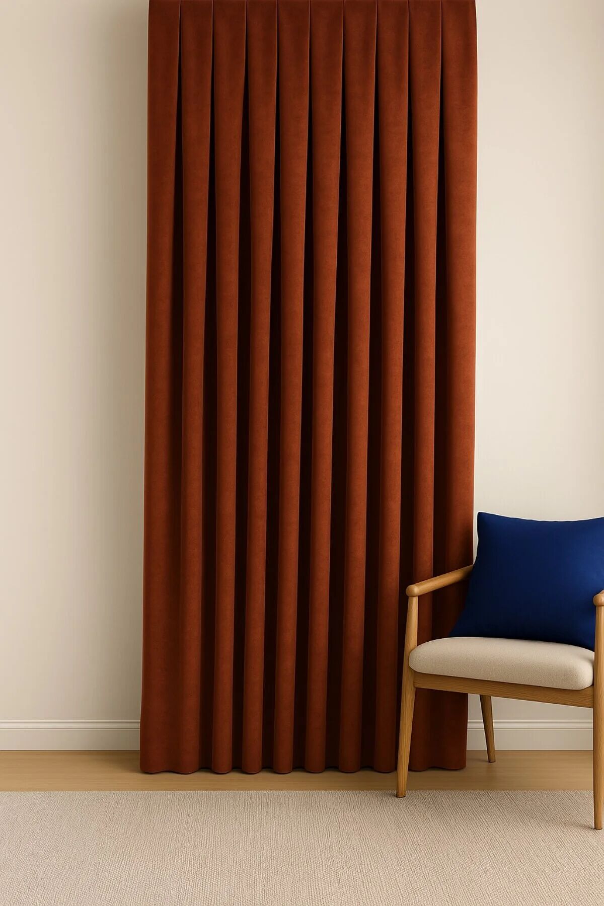 Barcelona Kadife Dokulu Fon Perde Kiremit