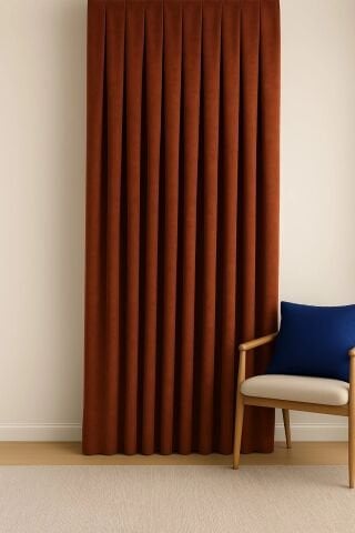 Barcelona Kadife Dokulu Fon Perde Kiremit