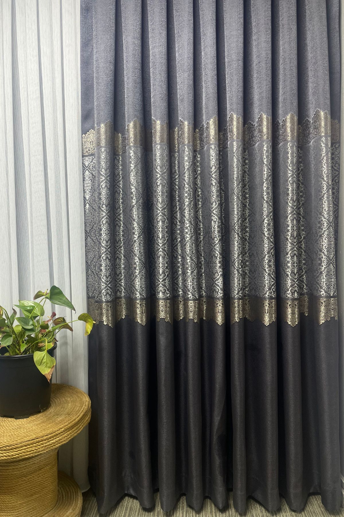 Safir Pano Fon Perde - Antrasit