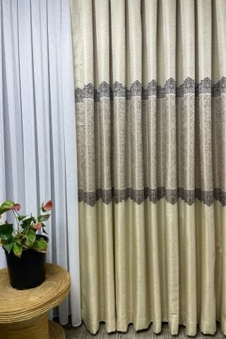 Safir Pano Fon Perde - Bej