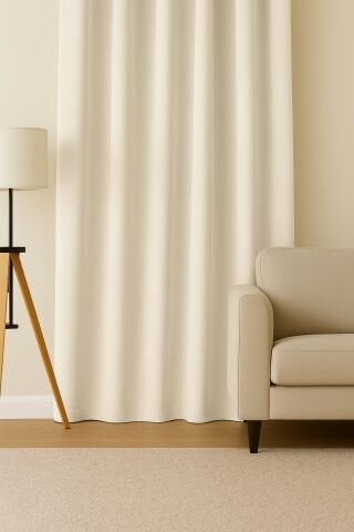 Luna Serisi Kadife Dokulu Fon Perde Krem