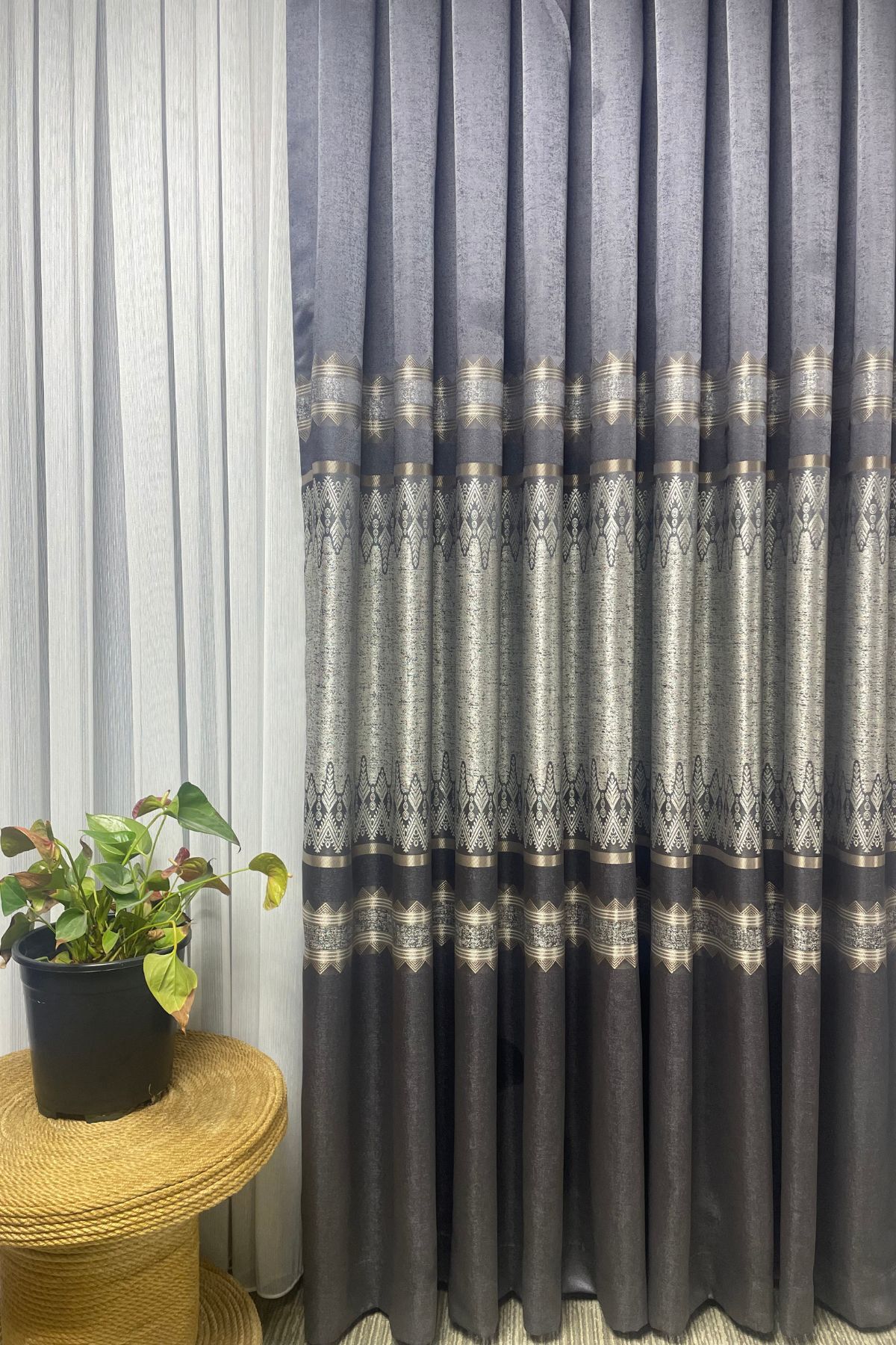 Venedik Pano Fon Perde - Kahverengi