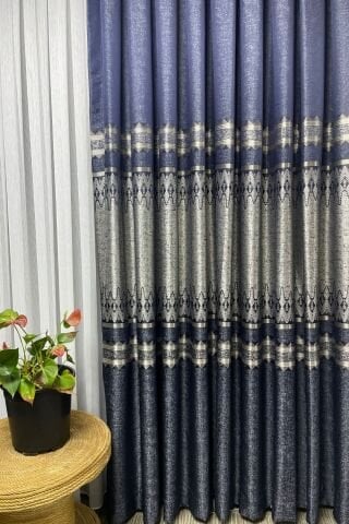 Venedik Pano Fon Perde - Lacivert