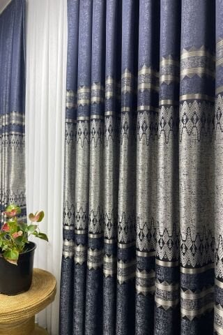 Venedik Pano Fon Perde - Lacivert