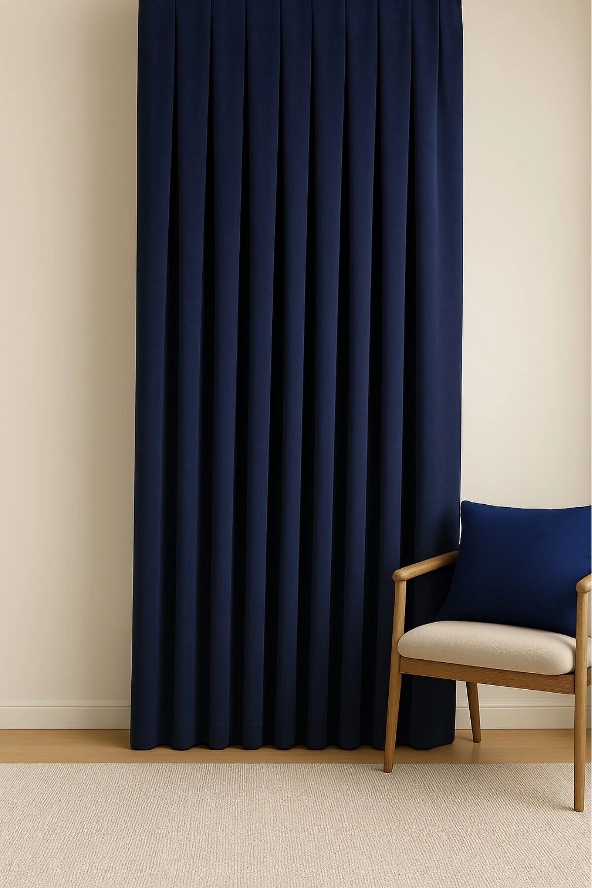 Barcelona Kadife Dokulu Fon Perde Lacivert