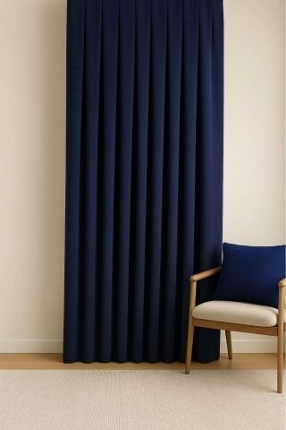 Barcelona Kadife Dokulu Fon Perde Lacivert