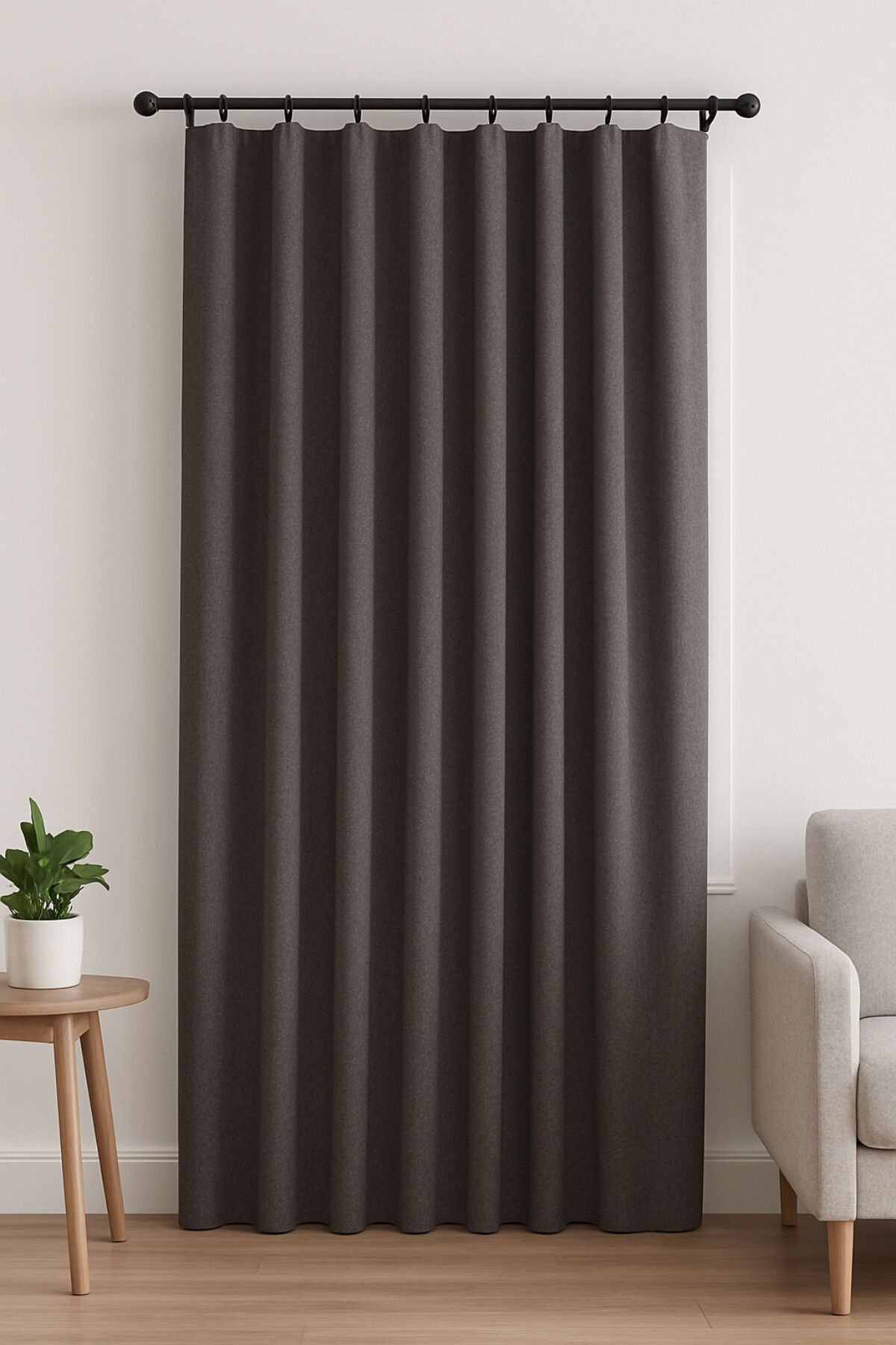 Nova Serisi Keten Fon Perde Antrasit