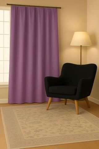 Luna Serisi Kadife Dokulu Fon Perde Lila