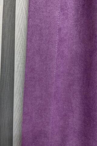 Barcelona Kadife Dokulu Fon Perde Lila