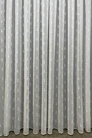 Ponpon Desenli Foldet Keten Tül Perde