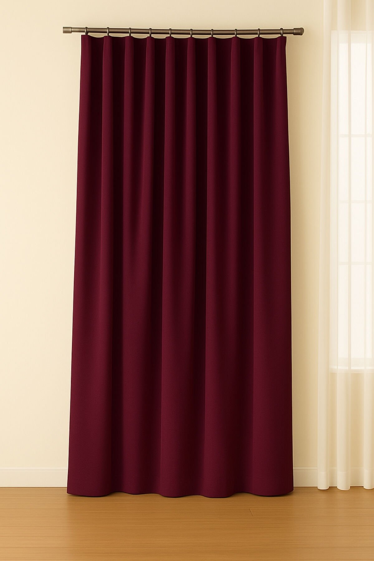 Luna Serisi Kadife Dokulu Fon Perde Mürdüm