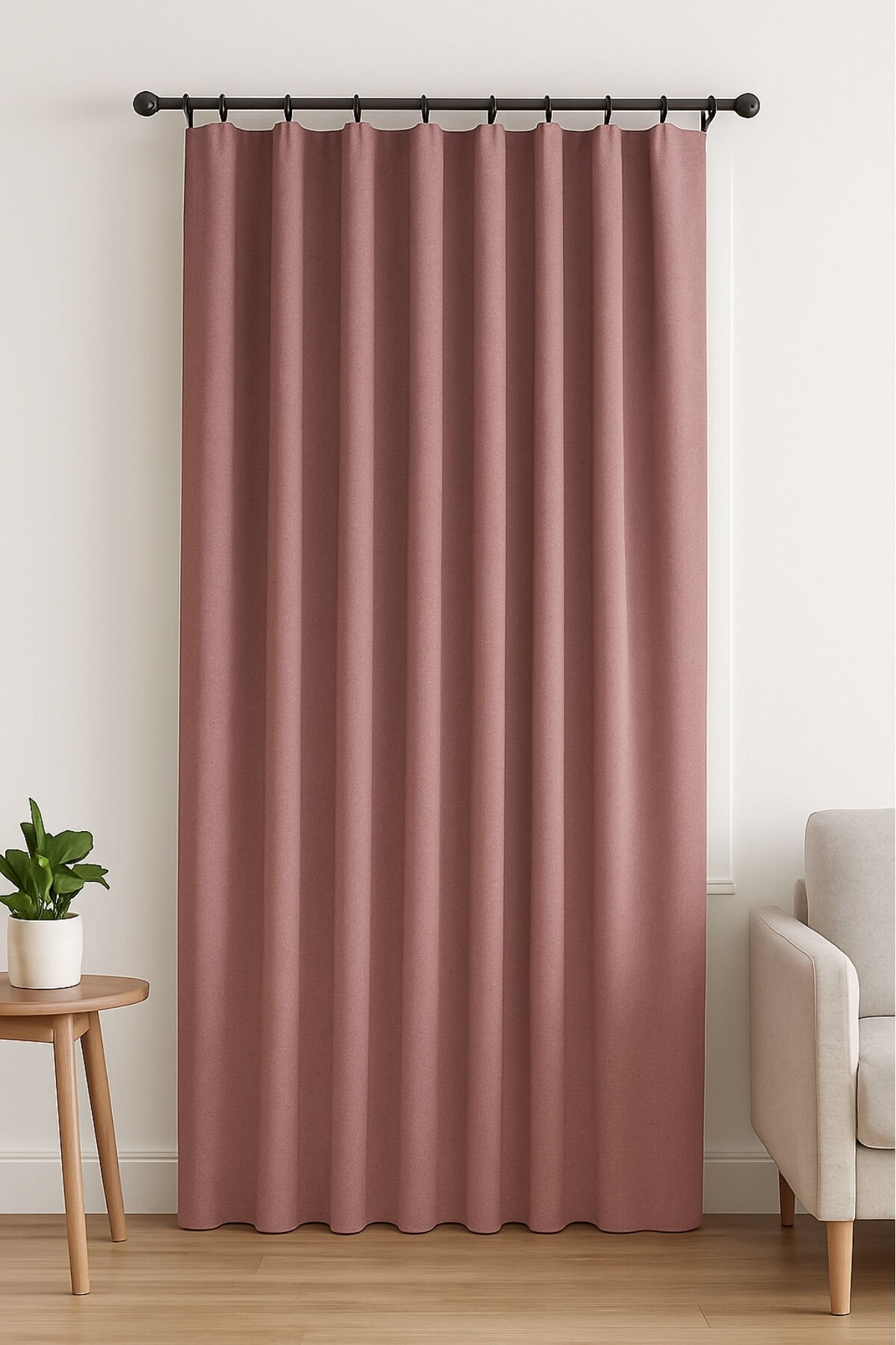 Nova Serisi Keten Fon Perde Gülkurusu