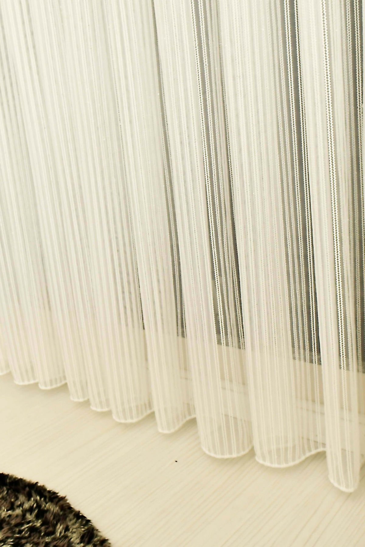 Çift Makarna Desenli Tül Perde