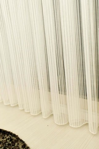 Çift Makarna Desenli Tül Perde