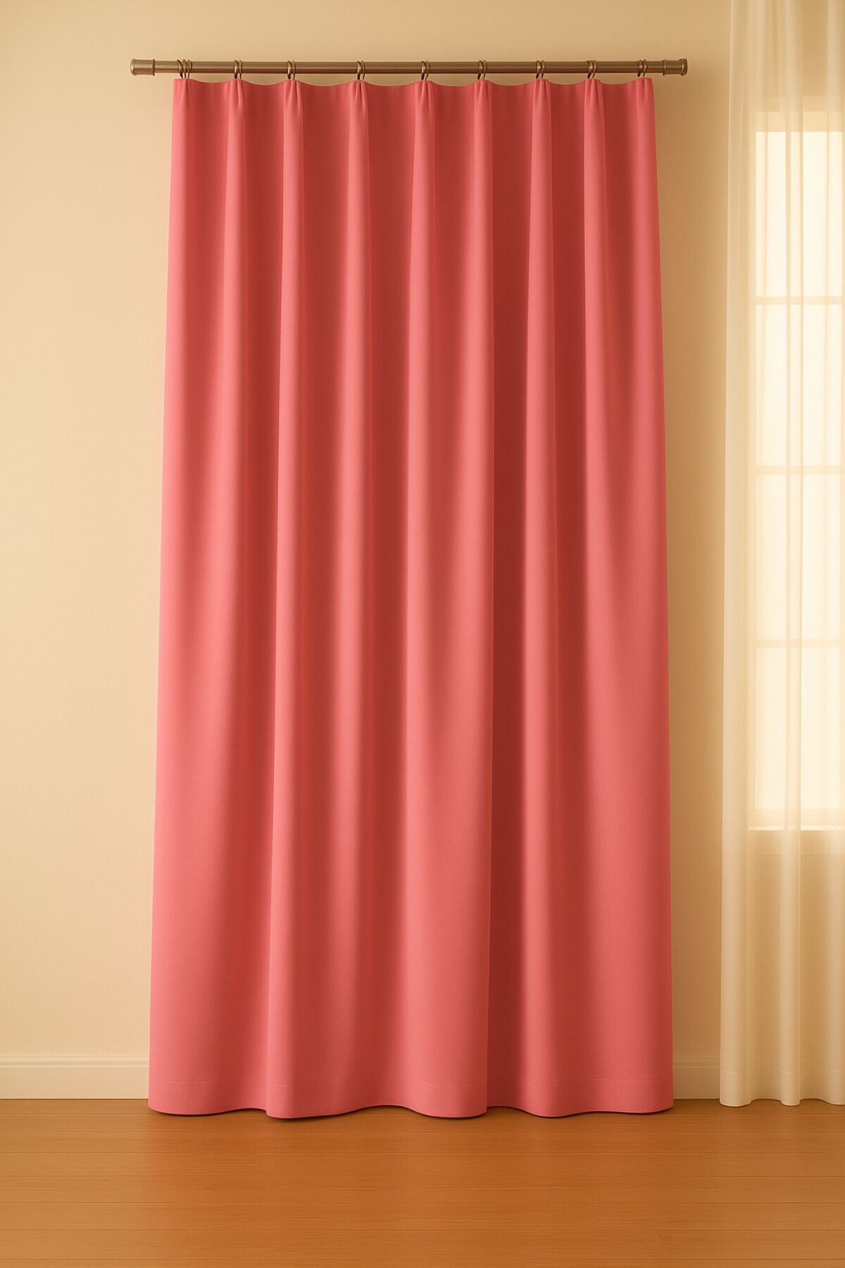 Luna Serisi Kadife Dokulu Fon Perde Pembe